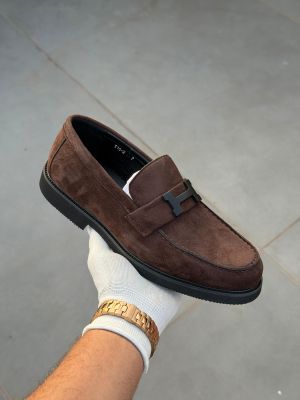 Herme s Premium Suede Loafer Brown