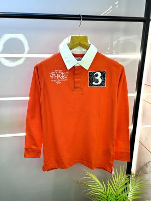 Sale Hacket t Full Sleeves Polo Neck Premium Collar Orange T-shirt 86