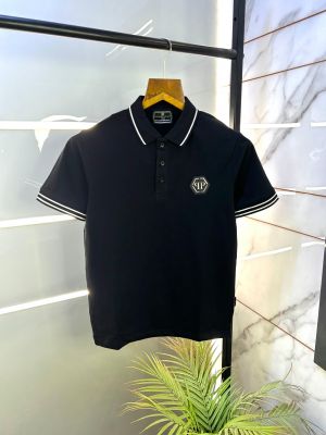 Philip Plein Polo Metal Logo Brown Premium Collar Neck T-shirt F2671-BR