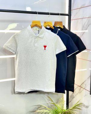 Ami Navy Polo Premium Collar Neck T-shirt F2806-NY