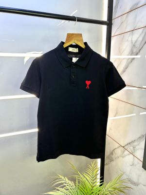 Ami Black Polo Premium Collar Neck T-shirt F2806-BL