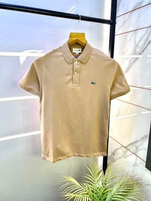 Sale Lacost e Beige Polo Premium Collar Neck T-shirt F2697-BE