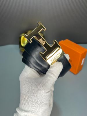 Herme_s black-brown reversible leather finish belt HM-583 with og box