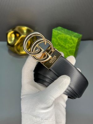 Gucc_I black-brown belt golden buccal G-643 with og box