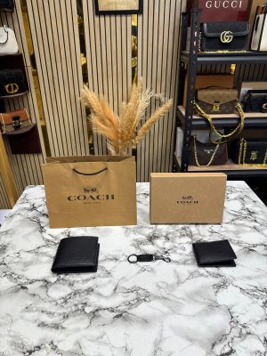 Coac_h Monogram Signature Wallet Combo With Keychain Includes Box Dust Bag and Carry Bag (60223-Black)