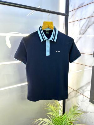 Sale Hugo_Boss Navy Polo Premium Collar Neck T-shirt F2651-N2
