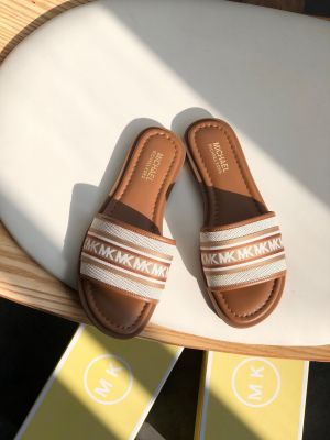 Michael_Kors_MK Sadler Slide Flats With OG Box & Dust Bag & Carry Bag (Brown - 1100)