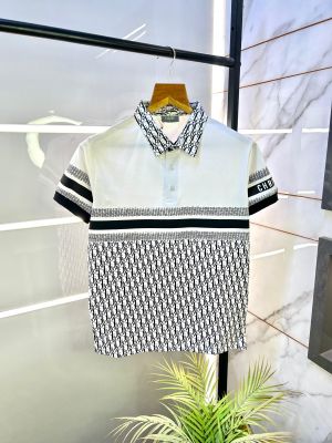 Christian Dio r Imported Polo Monogram Collar Neck White T-shirt F2642-W4