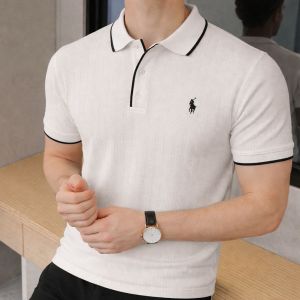 Ralp h Lauren Polo Imported knitted White Super Premium Collar Neck T-shirt F3556-WH