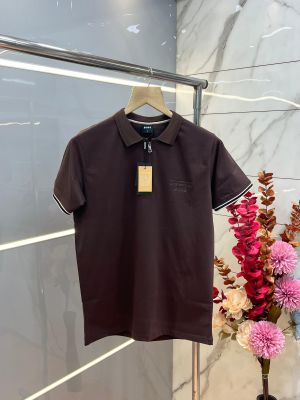 Hugo Bos s Brown Premium Imported 240 GSM Interlock Lycra Fabric Polo Tshirt with Emboss Logo and Brand Box 3987