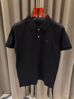 Tommy Hilfige_r Chest Logo Polo T-shirt Black