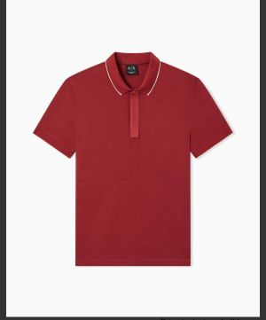 Arman i Exchange Red Premium Cotton Pique fabric Polo Tshirt with Front Design and Embroidered Logo 3976