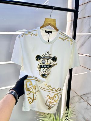 Balmai n Paris Designer Round Neck Super Premium White T-shirt With Brand Carry Bag F1863-WH