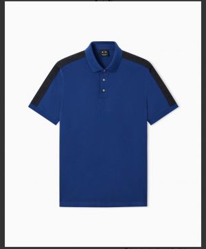 Arman i Exchange Blue Premium Cotton Pique fabric Polo Tshirt with Shoulder Design 3970