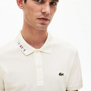 Lacost e Beige Premium Cotton Pique fabric Polo Tshirt with Collar Design and Embroidered Logo 3996