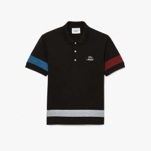 Lacost e Black Premium Cotton Pique fabric Polo Tshirt with Sleeves Design and Embroidered Logo 3989