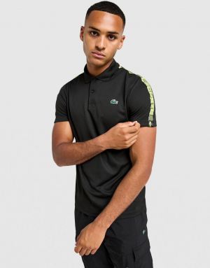 Lacost e Black Premium Cotton Pique fabric Polo Tshirt with Shoulder Design and Embroidered Logo 3991