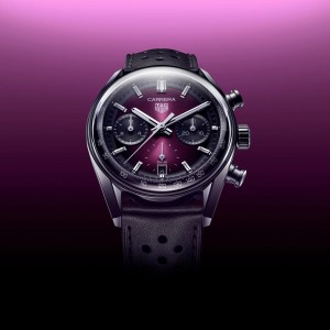 Tag Heue r Carrera Chronograph Purple Dial Leather