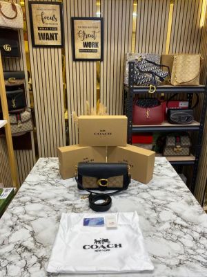 Coac_h Tabby Signature Canvas Crossbody Bag With Box And Dust Bag (Brown-Black)