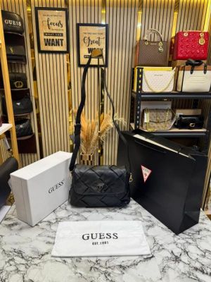Guess Quilted Crossbody Bag With Box And Dust Bag Including (Black)