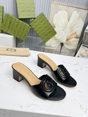 Gucci_GG_Cutout_Logo_Mid_Heel_Slide_Sandal_Black_Interlocking_G_With_OG_Box_&_Carry_Bag