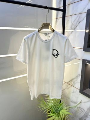 Christian Dio r White Back Print Premium Round Neck T-shirt With Brand Carry Bag F2337-WH