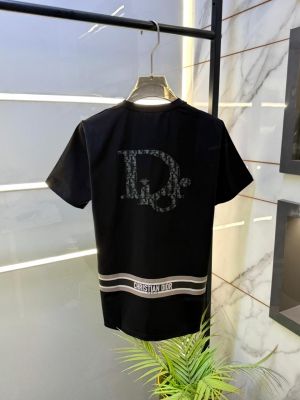 Christian Dio r Back Print Premium Round Neck Black T-shirt With Brand Carry Bag F2337-BL