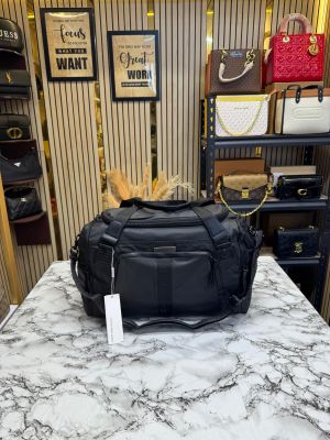 Calvin_Klein Black Travel Duffle Bag with Adjustable Strap & Front Zip Pocket (Z0863-BLACK)