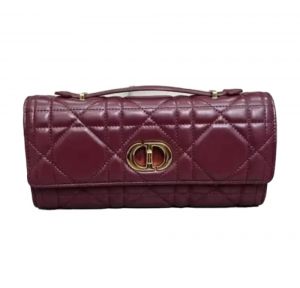  CHRISTIAN DIO.R RED LAMBSKIN DIO.R MISS CARO TOP HANDLE BAG WITH OG BOX