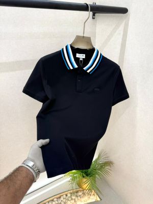 Lacost e Black Polo Premium Collar Neck T-shirt F3598-B1