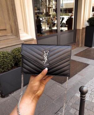 Ysl Envelope Bag black silver With Double Box & Dust Cover