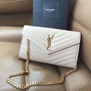 YSL SAINT LAURENT Grain De Poudre Matelasse Chevron Medium Monogram  with khaki brand box 5910