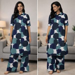 Long shirt night suit full sleeve printed
