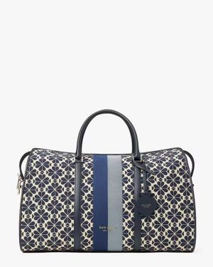 THE KATE SPADE BLUE NEW YORK FLOWER JAQUARD PREMIUM CLASSIC DUFFLE BAG