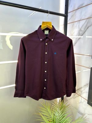 Sale Brooks Brothers Wine Oxford Lycra Premium Shirts F2612-WI