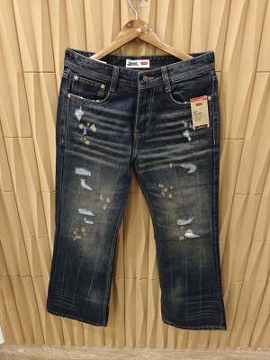 rugged straight fit bootcut denim greenish blue