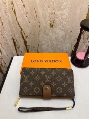LOUI_S VUITTON PREMIUM LONG WALLET WITH OG BOX AAA 61728 ( BROWN)