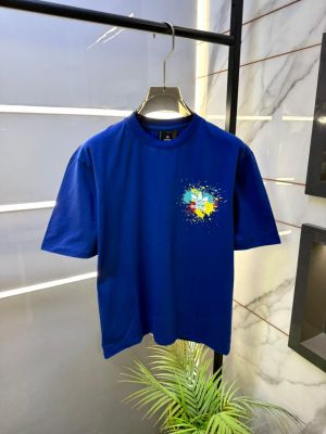 Adida s Back Printed Blue Off Shoulder Premium Round Neck T-shirt F2385-BU