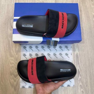 Skecher.s Hyper Burst Soft Premium Black Red Flip Flop
