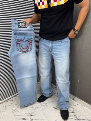 True Religion Light Blue 100% Imported Latest Store Article Very Premium Baggy Jeans 477