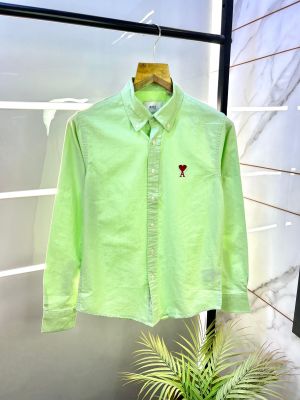 Sale Ami Green Embroidery Logo Oxford Lycra Premium Shirt F2770-G2