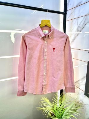 Sale Ami Pink Embroidery Logo Oxford Lycra Premium Shirt F2770-P1