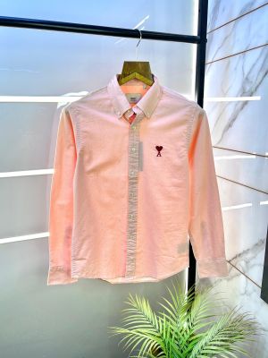 Sale Ami Pink Embroidery Logo Oxford Lycra Premium Shirt F2770-P2