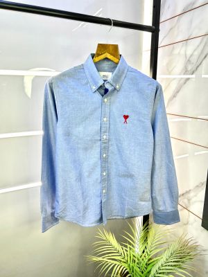 Sale Ami Purple Embroidery Logo Oxford Lycra Premium Shirt F2770-PU