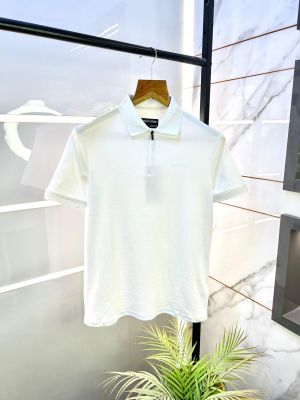 Sale Calvin_Klein White Imported Zipper Collar Neck Polo T-shirt F2654-WH