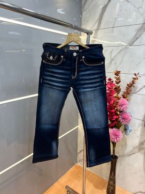 True Religion Blue shade Boot Cut Premium Imported Stretchable Lycra Fabric Denim with Back Pocket Embroidered Design 3956