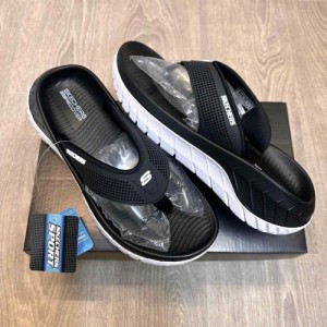 SKECHERS GO RECOVER BLACK WHITE SIMPLEX SLIPPER