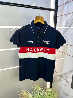 Sale Aston Martin Hacket t Navy Polo Neck Premium Collar T-shirt F2332-NY