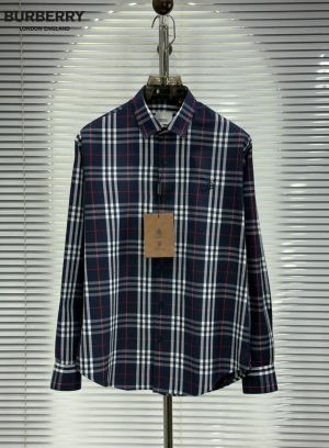 Burberr_y Checks Premium Navy Blue Shirt 