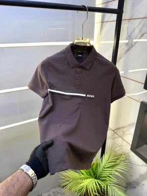 Hugo_Boss Brown Premium Collar Neck Polo T-shirt F1037-BR